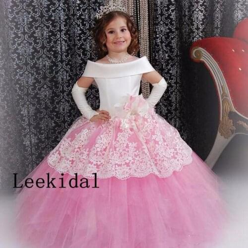 New Cute Flower Girls Dresses Beads Ruffled Tutu Skirt Birthday Party Wear Girls Pageant Dress Ball Gowns Cheap Custom Made