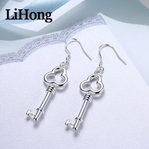 New Style 925 Sterling Silver Earrings, Key Earrings, Three-Ring Earrings, WomenS Earrings, Glamour Jewelry, Wedding Gifts