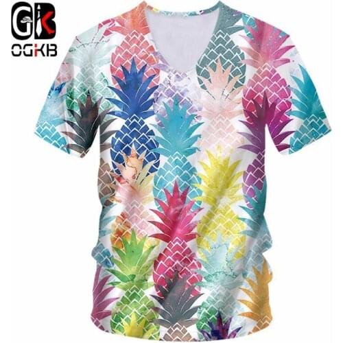 OGKB Sexy Deep V Neck Tshirt New Harajuku Women/mens Funny Print Green Tongue 3d T-shirts Man Short Sleeve Tee Shirts Unisex