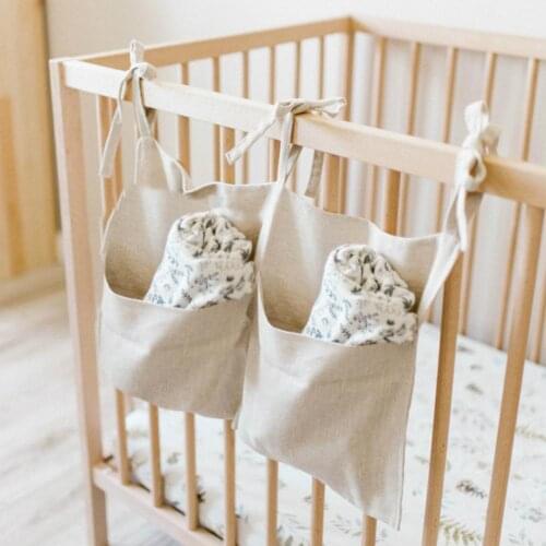 Baby Crib Organizer Bed Hanging Storage Bag For Baby Bed Essentials Baby Multi-Purpose Hanging Tissue Diaper Toys Organizer D0Y1