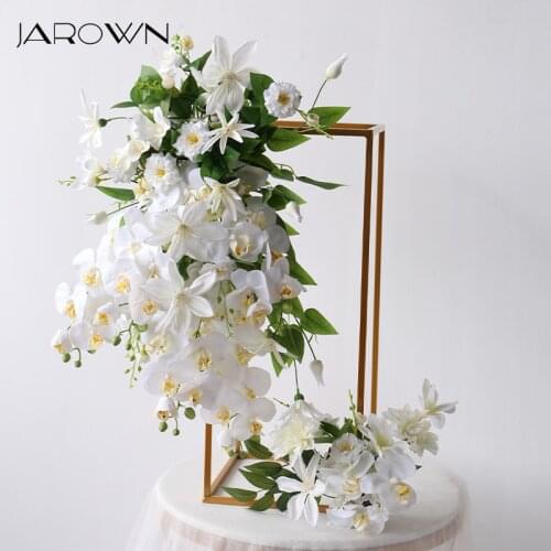 JAROWN White Butterfly Orchid Floral Artificial Flowers Wedding Table Centerpiece Decor Home Wall Hanging Ornaments Customize