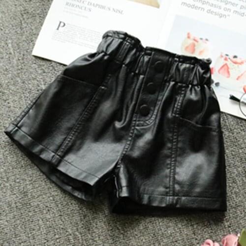 Autumn winter faux leather baby girls pu shorts infant kids clothes for kids elastic waist shorts
