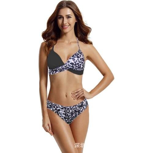 Sexy Color Contrast Bikini Set Push Up Women Swimsuit Swimwear Separate Two Piece Brazilian Bathing Suit Large Plus Size XXXL