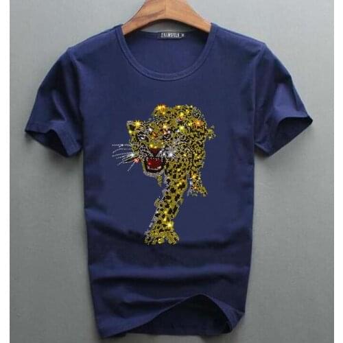 Drop shipping t shirts man Hot drill tshirt men High quality t-shirt Casual O-neck tops