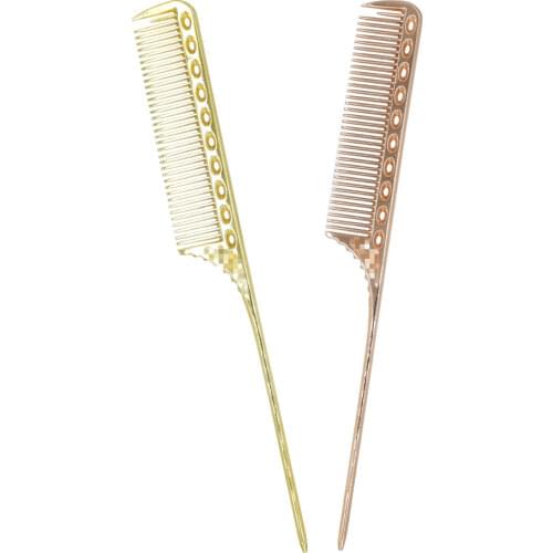 Pro 1 Pcs Hairstyling Titanium Comb Durable Metal hairdressing Tail Comb Heat Resistant Barber Haircut Comb For Hairstyling tool