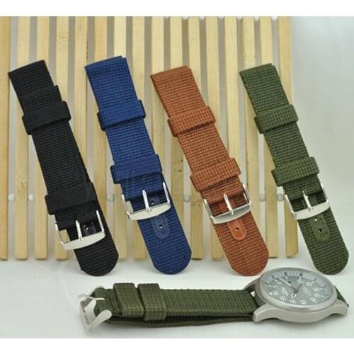Fixmee Mens Infantry Military Army Black Green Nylon Sport Wrist Watch Band Strap New for 22mm 24mm