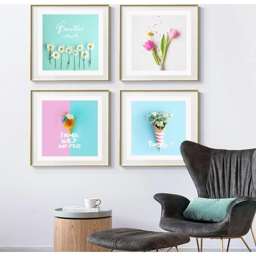 Daisy Chrysanthemum Floral Tulip Poster Canvas Print Painting Wall Art Living Room Home Decoration