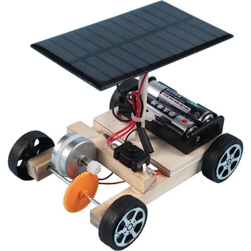 Assembled Racing Car Model Toy Easy to Assembly Wooden DIY Mini Solar Wireless Puzzle Teaching Technology Equipment Accessories