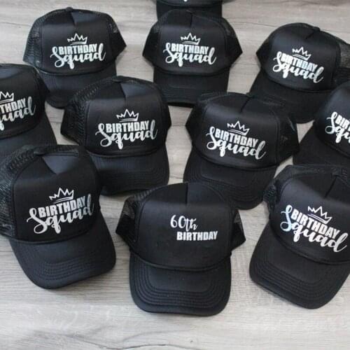 Sixty 60 year old 60th birthday squad Trucker Hat dad mom Husband wife grandma grandpa party decoration gift present Photo props