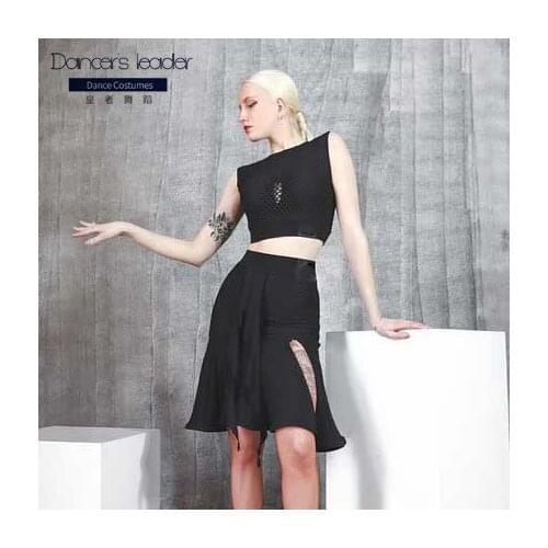 Latin Dancer Adult High-end Sleeveless Hollow Top Slit Long Skirt Cha Cha Rumba Stage Professional Performance Costume