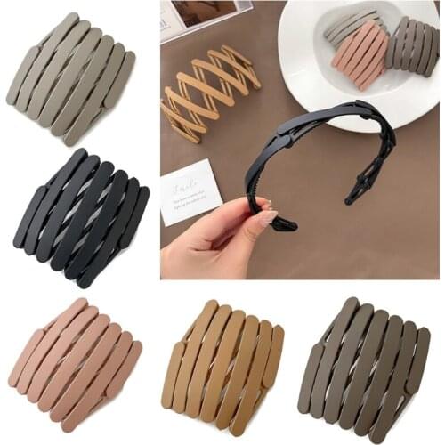 Telescopic Headband Non Slip Foldable Hair Hoop with Tooth Adjustable Acrylic Hairband Retractable Pocket Hair Hoops