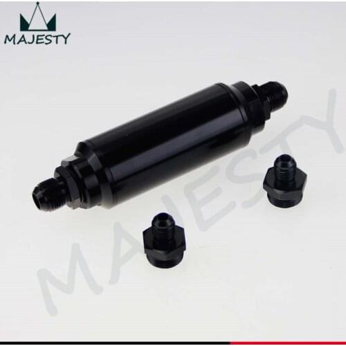 Universal auto Fuel filter Balck with 2pcs AN6 adaptor fittings&2pcs AN8 adaptor fittings Balck color