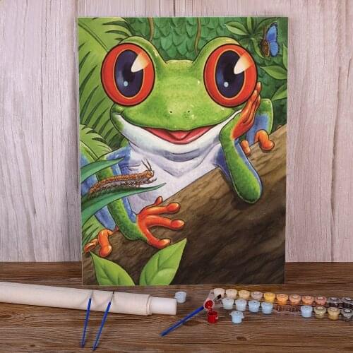 Animal Frog Paint By Numbers Package Oil Paints 50*70 Picture By Numbers Photo Wall Paintings For Kids For Drawing Wholesale
