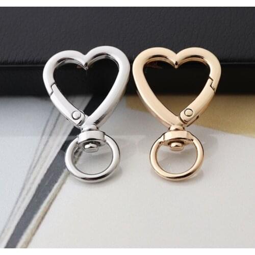 10PC Heart Spring Gate Rings Openable Keychain Leather Bag Belt Strap Dog Chain Buckles Snap Closure Clip Trigger DIY Accessorie