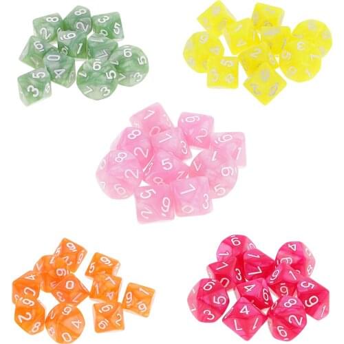 10pcs/set Multi Color D10 Polyhedral Dices Numbers Dials Desktop Table Board Game Bar Pub Club Entertainment Dice Set