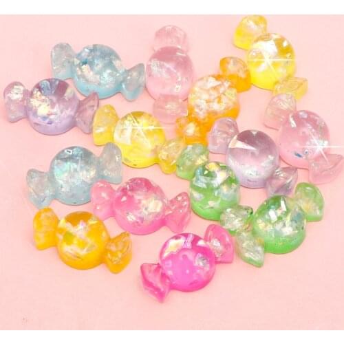 10Pcs / Package Flash Candy Resin Simulation Fake Food DIY Children Hairpin Mobile Shell Accessories Decoration2.5cm*1.5cm