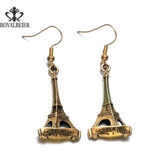 2017 Metal Gold Eiffel Tower Drop Earrings Match 18mm Snap Button Jewelry Party Dangle Earrings For Women Wholesale Gifts Bijoux
