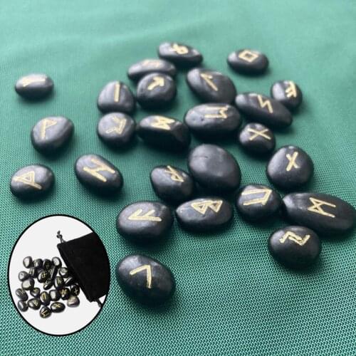 25x Natural Rune Stone, Polished Energy Stones, Engraved Symbol Decorations