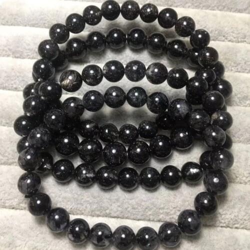 Approx7-9mm Natural black rutilated quartz bracelet black rutile quartz for jewelry diy making