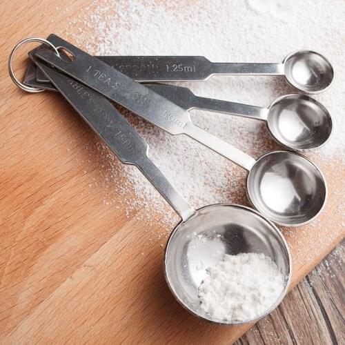 4pcs/set Stainless Steel Measuring Spoon Baking Measuring Tool With Scale Milk Powder Salt Measuring Spoon Set Kitchen Gadgets