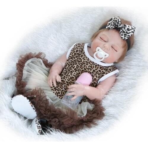 57cm Reborn Full Vinyl Dolls Early Educational Dolls Kids Leopard Toys Sleeping Accompany Playmates Doll Gifts Collection Dolls
