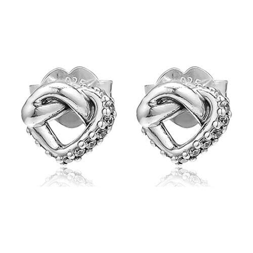 925 Sterling Silver Earrings Jewelry Charm Clear CZ Knotted Heart Stud Earrings for Women Crystal Small Earrings Girl Jewellery