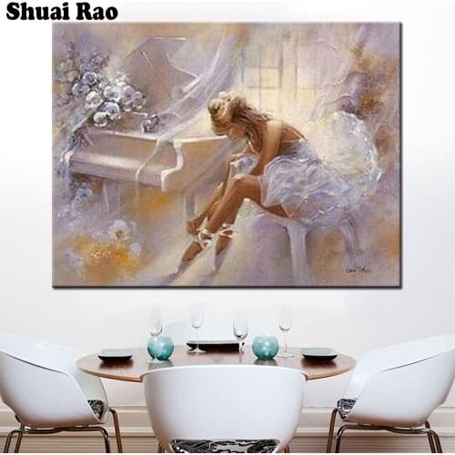 Ballerina girl Diamond Painting Cross Stitch Diamond Embroidery piano picture 5d square round diamond mosaic fantasy home decor