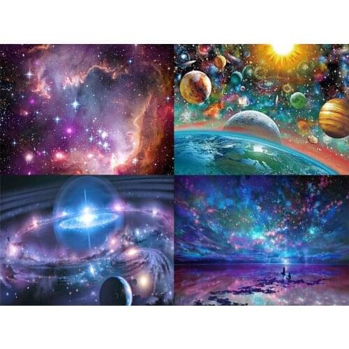 DIY 5D Diamond Painting Landscape Starry Sky Round Rhinestone Embroidery Color Cross Stitch Home Decoration