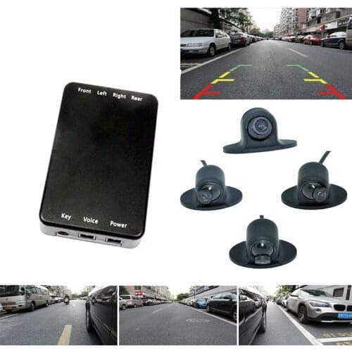 Car Parking Assistance 4-View Camera Switch Box System With 4PCS 360 Degree Rotation Universal Car Front/Side/Rear Cameras