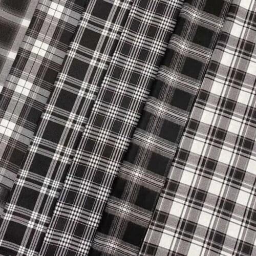 Black and white plaid pants material collection mens and womens casual pants wide leg pants shirt double elastic plaid fabric