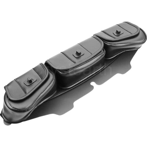 Black Motorcycle Windshield Bag Saddle 3-Pouch Pocket Case For Harley Touring Street Electra Tri Glide 1996-2013 2012 2011 2010