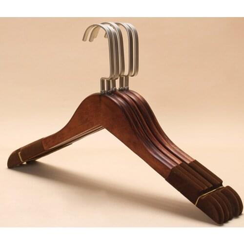 5pcs/lot 38cm and 44cm Wood Hanger Men Women Flocking Hangers For Clothes Hotel Coat Suit Hanger (30pcs Can LOGO)