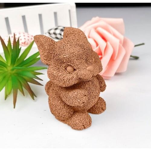 DW0228 PRZY Silicone Wedding Birthday Candle Mold 3D Animal Adorable Squirrel Moulds Bunny Soap Molds Clay Resin Moulds