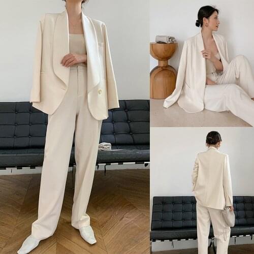 Elegant Women Blazer Shawl Lapel V Neck High Quality White Suits Loose Office Lady Fashion Daily Casul Party Wear Jacket