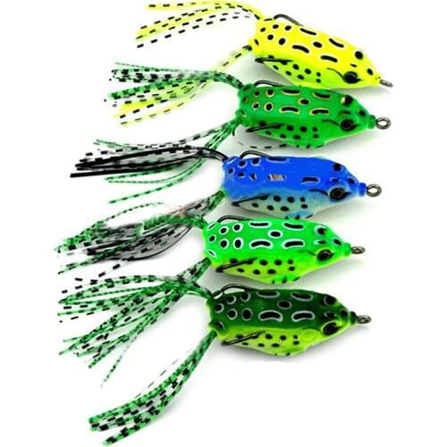 HENG JIA 5PCS Large Frog Soft Fishing Lure Crankbait Hooks Bass Bait Tackle New