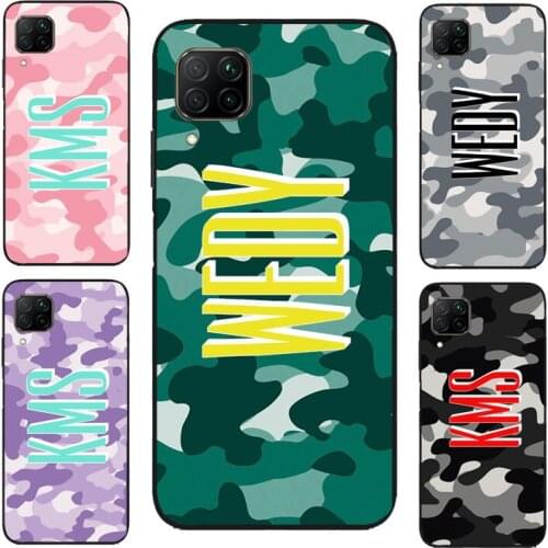 Custom Camo Camouflage Monogram Case For Huawei P30 Pro Mate 20 Lite P20 P40 Nova 5T P Smart 2019 Honor 8A 8X 9X 10i