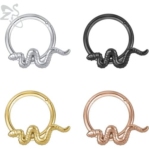 ZS 1 PC Punk Snake Stainless Steel Nose Ring For Men Women 16G Hoop Septum Clicker Rock Ear Helix Septum Piercing Rings Jewelry