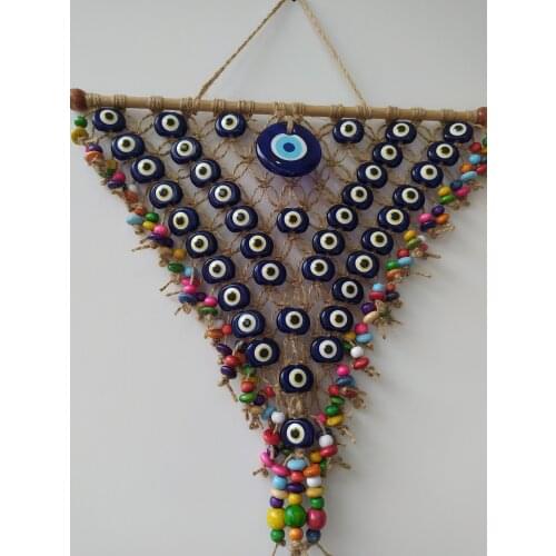 Macrame Evil Eye Home Decor Handmade Glass Beads Wall Pendant Charm Turkish Amulet Ojo Turco Nazar Protector Goodluck Boho Decor