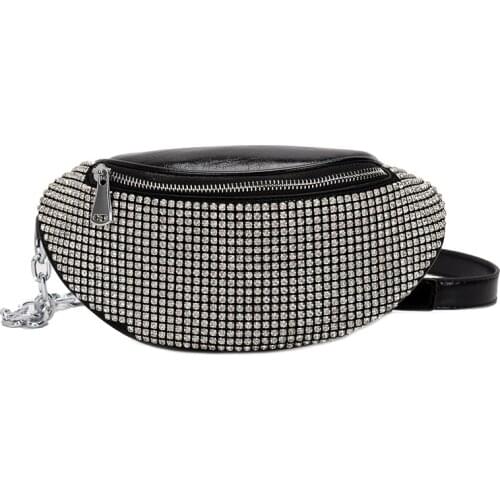 2020 Fashion Women Diamonds Belt Bag Pack leather Waist Bags Girl Travel Small Fanny Chest Pack Bolsas Ladies Mini Shoulder Bag
