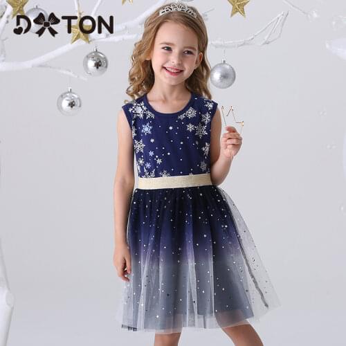 DXTON Girls Dress 2020 Brand Princess Dress Sleeveless Appliques Floral Design for Girls Clothes Summer Mesh Party Dress 3-8Y
