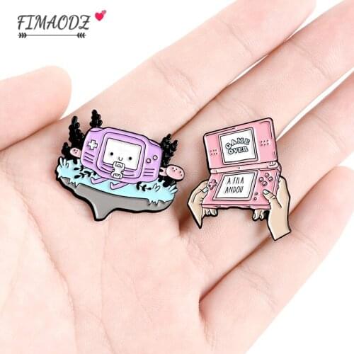 FIMAODZ Cute Game Theme Brooch Badges Cartoon Gamepad Console Backpack Clothes Lapel Pins for Friend Gift