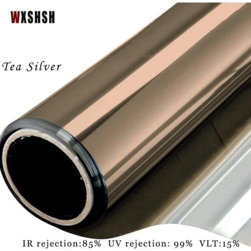 7m Length Tea Silver Heat Insulation Glass Foil PET Window Decoration Drop-Shipping One Way Perspective Explosion-Proof Sticker