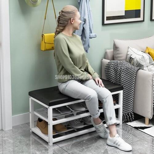 Shoe Changing Stool Household Doorstep Bench Soft Bag Cushion Multilayer Storage Stool Fitting Room Stool Shoe Rack Shoe Stool I
