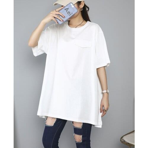 Loose Oversized Summer Woman Tshirts 4XL To 8XL Extra Plus Size Tops Ladies Casual T-shirt Short Sleeve Cotton Long Shirts T5047
