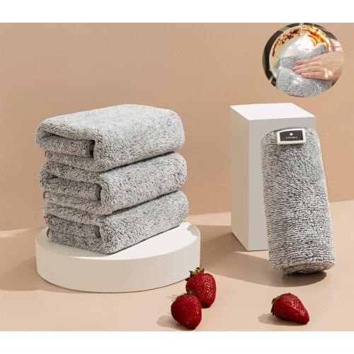 Thickened Bamboo Charcoal Super Absorbent Dishcloth 29*29cm Kitchen Anti-grease Wiping Rags Microfiber Cleaning Cloths