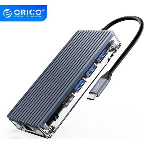 ORICO USB C HUB Type C to Multi USB 3.0 HDMI-Compatible PD RJ45 Carder Reader Adapter Dock Splitter for MacBook Pro Accessories