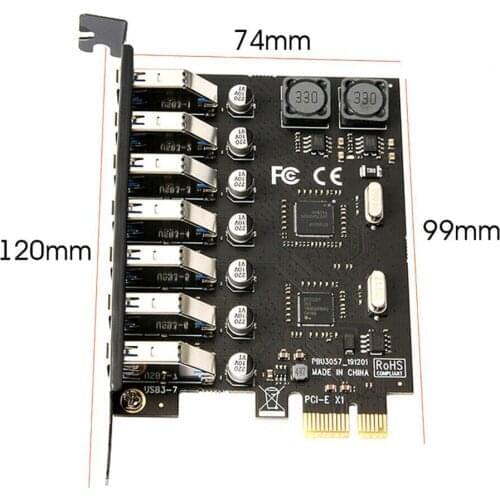 USB PCIe adapter 7 port USB 3 Hub PCI e adapter PCI express USB3 controller USB3.0 PCI-e expansion board card for XP/7/8/8.1/10