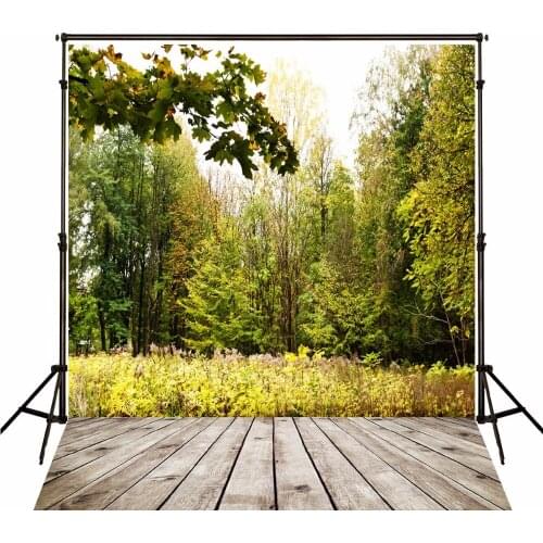 VinylBDS Scenes Photograph Backgrounds wooden floor Photographic Backgrounds Green Trees Grass Photo Backdrops for Photo Studio