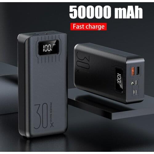 Power Bank 30000mAh Portable Charger LED Typ-c External Battery Power Bank PD Two-way fast charging PoverBank for Android phones