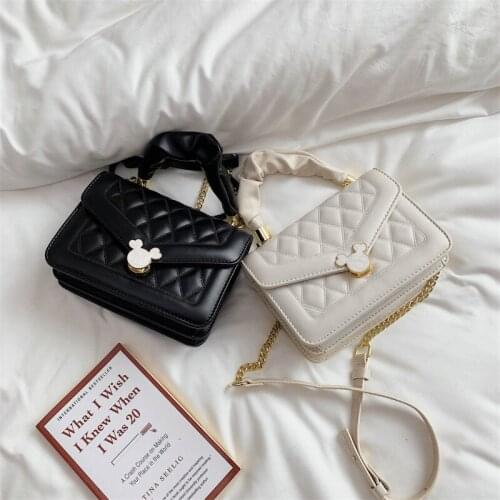 Disney new Mickey lady texture embroidery thread portable mobile phone bag fashion shoulder messenger lipstick bag